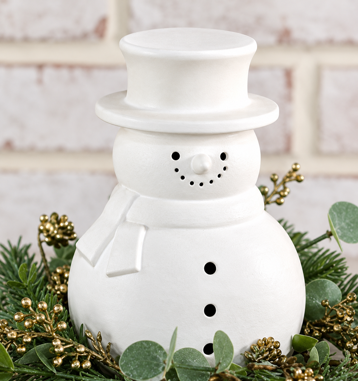 7in White Terracotta Snowman
