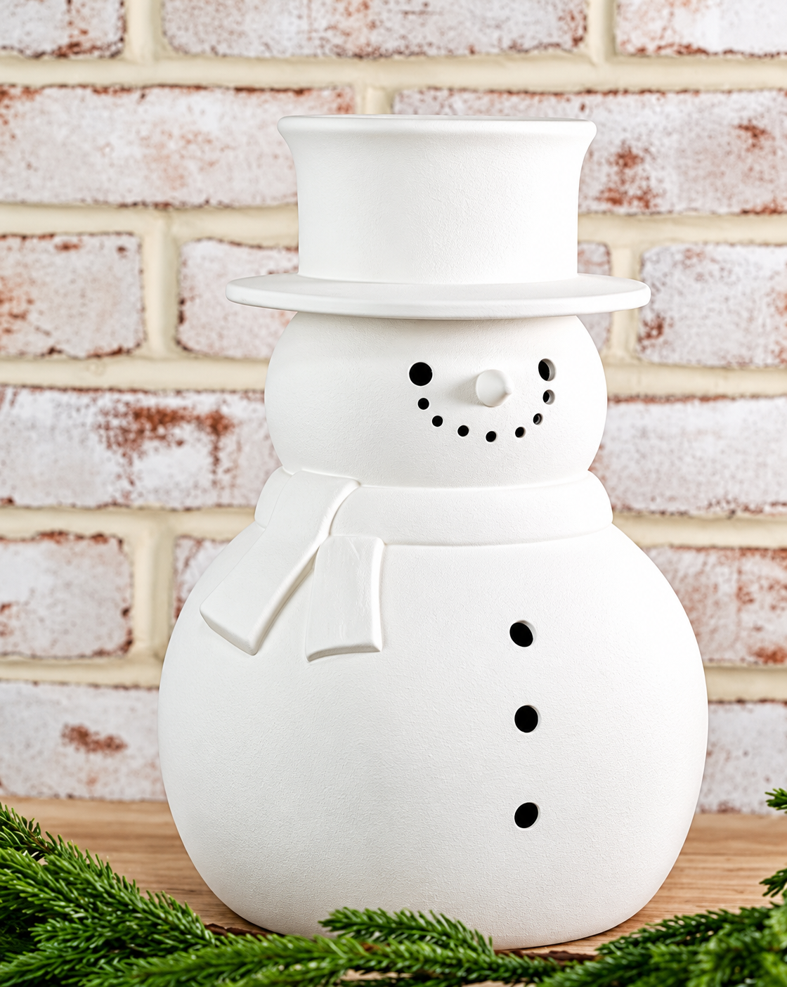 12.5in White Terracotta Snowman
