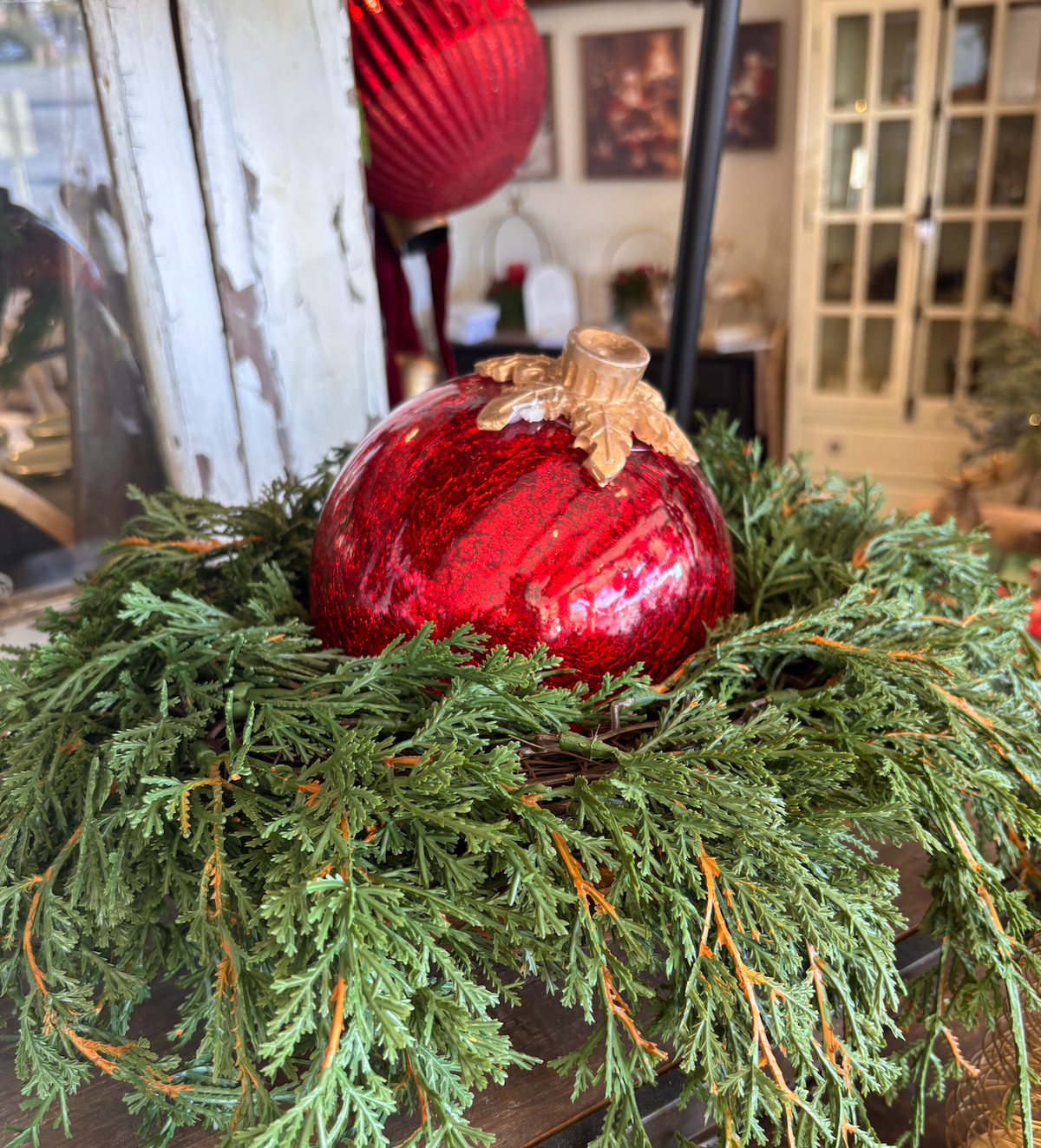 Crackled Red Tabletop Ornament