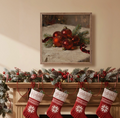 Red Ornaments on Display | Framed Art