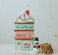 Ceramic Bookstore Shaped Cookie Jar with Snowman