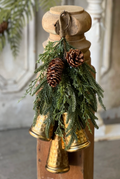 17.75" Alto Cascading Pine & Antique Gold Bell Christmas Drop
