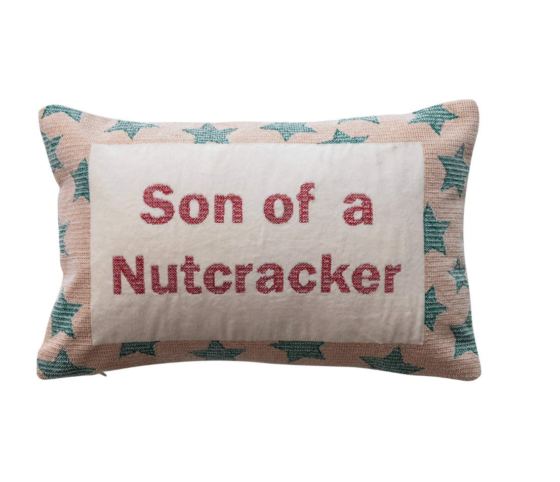 Son of a Nutcracker Christmas Throw Pillow – 14" x 9"