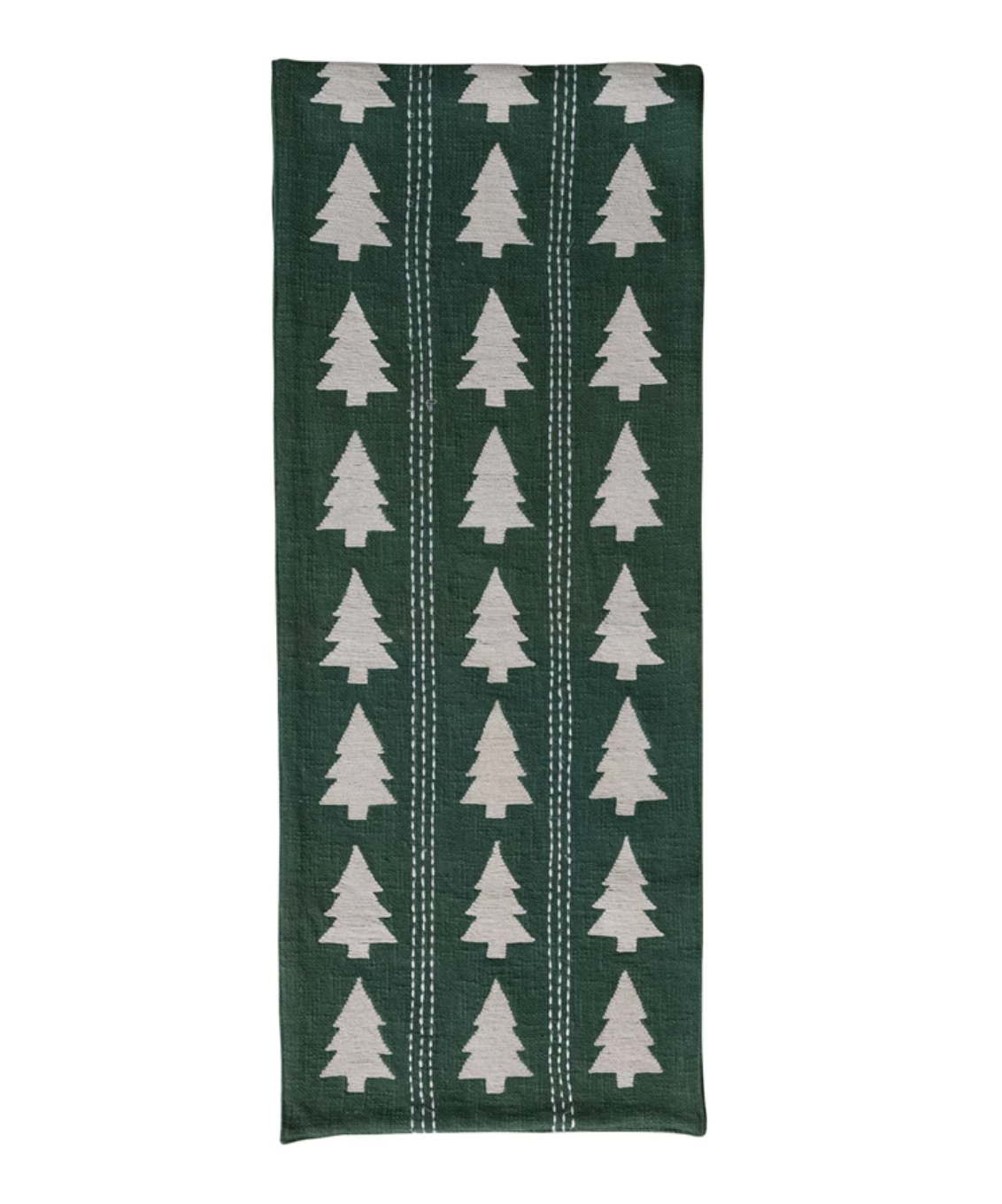 Green & Cream Christmas Tree Table Runner – 72" x 14"