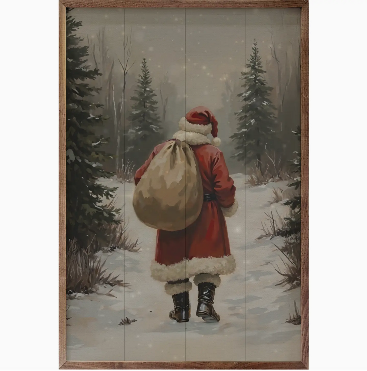 Santa Claus Walking | Framed Artwork