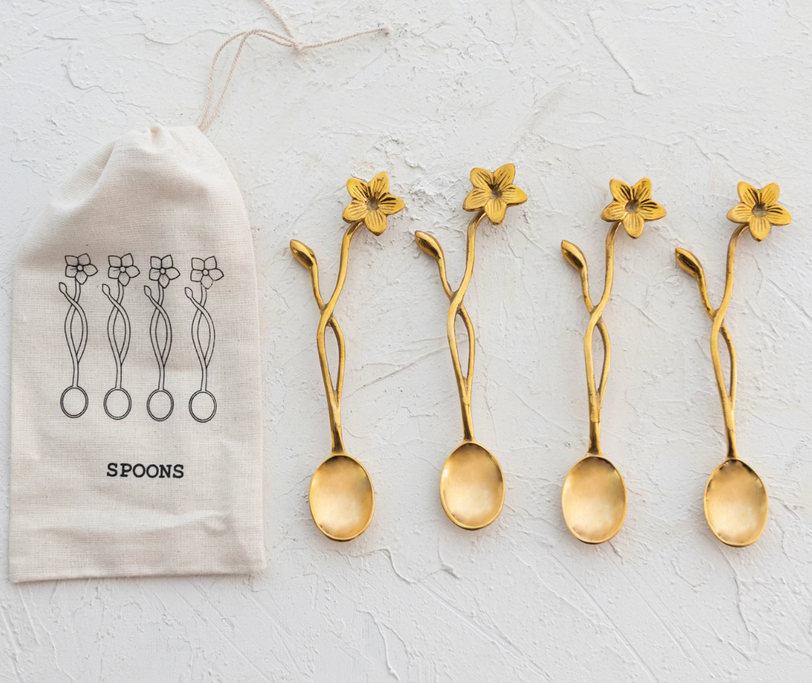 Brass Spoons w/ Flower Handle