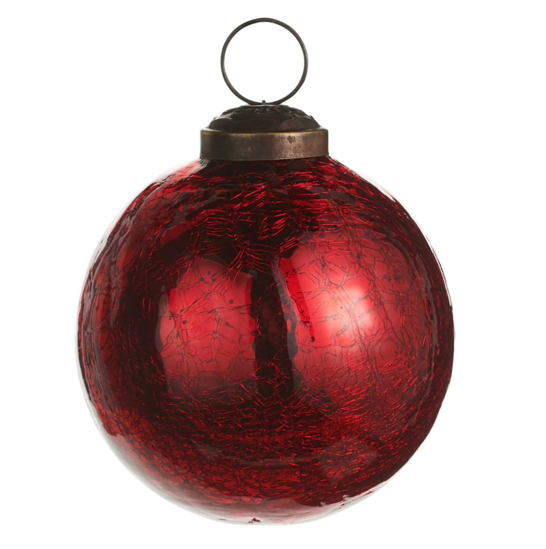 Shiny Red Crackle Christmas Ball Ornaments