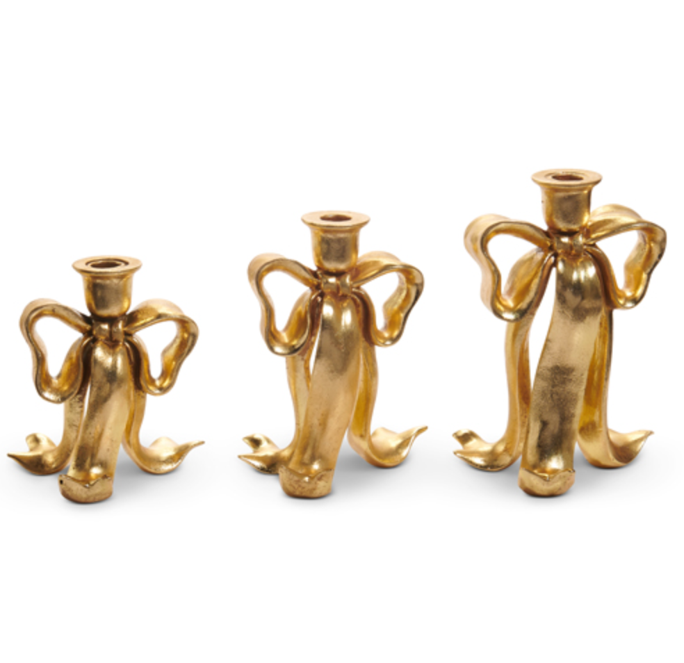 Gold Bow Candle Sticks