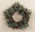 24in Frosted Pine, Berries & Pinecones Wreath