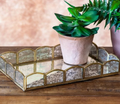 Vintage-Inspired Brass & Mirrored Glass Decorative Tray