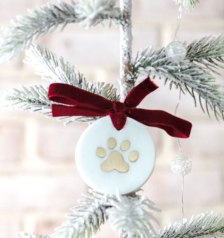 2.5" Marble Paw Print Christmas Ornament | Dog Lover Gift