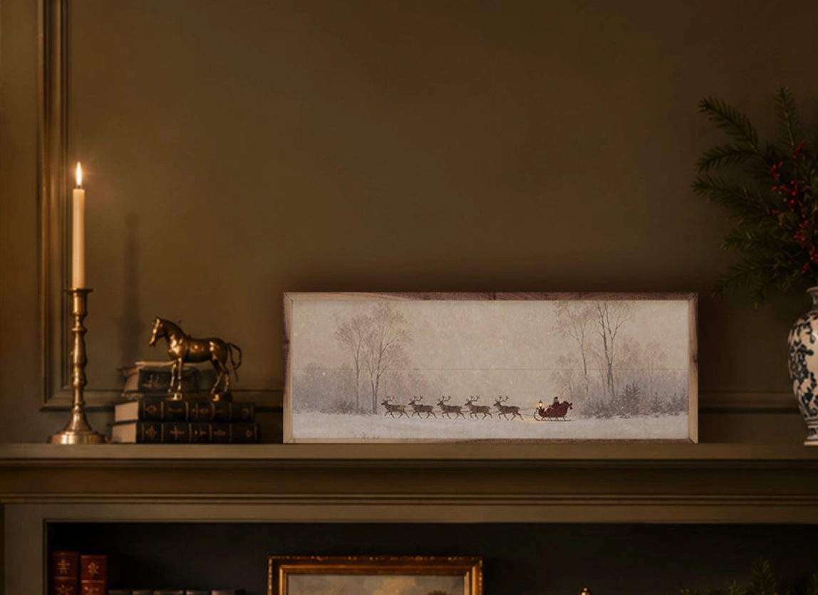 Sleigh Across the Winter Meadow | Framed Art