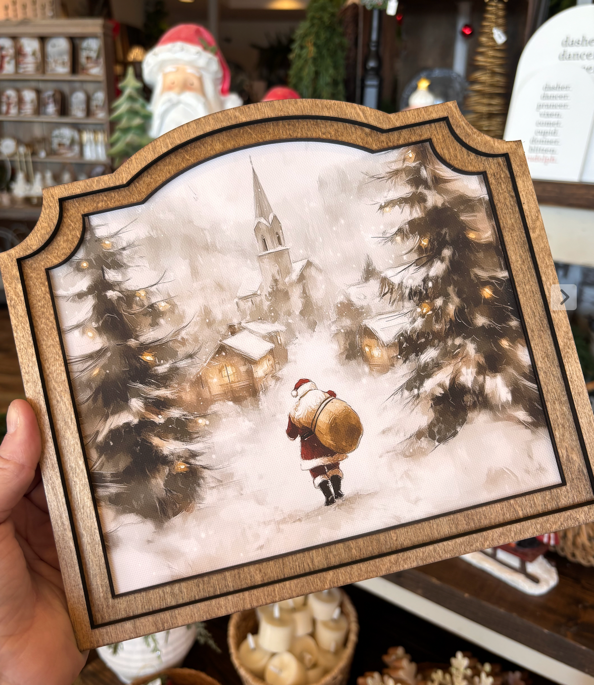 Santa in Village | Provincial Framed Art
