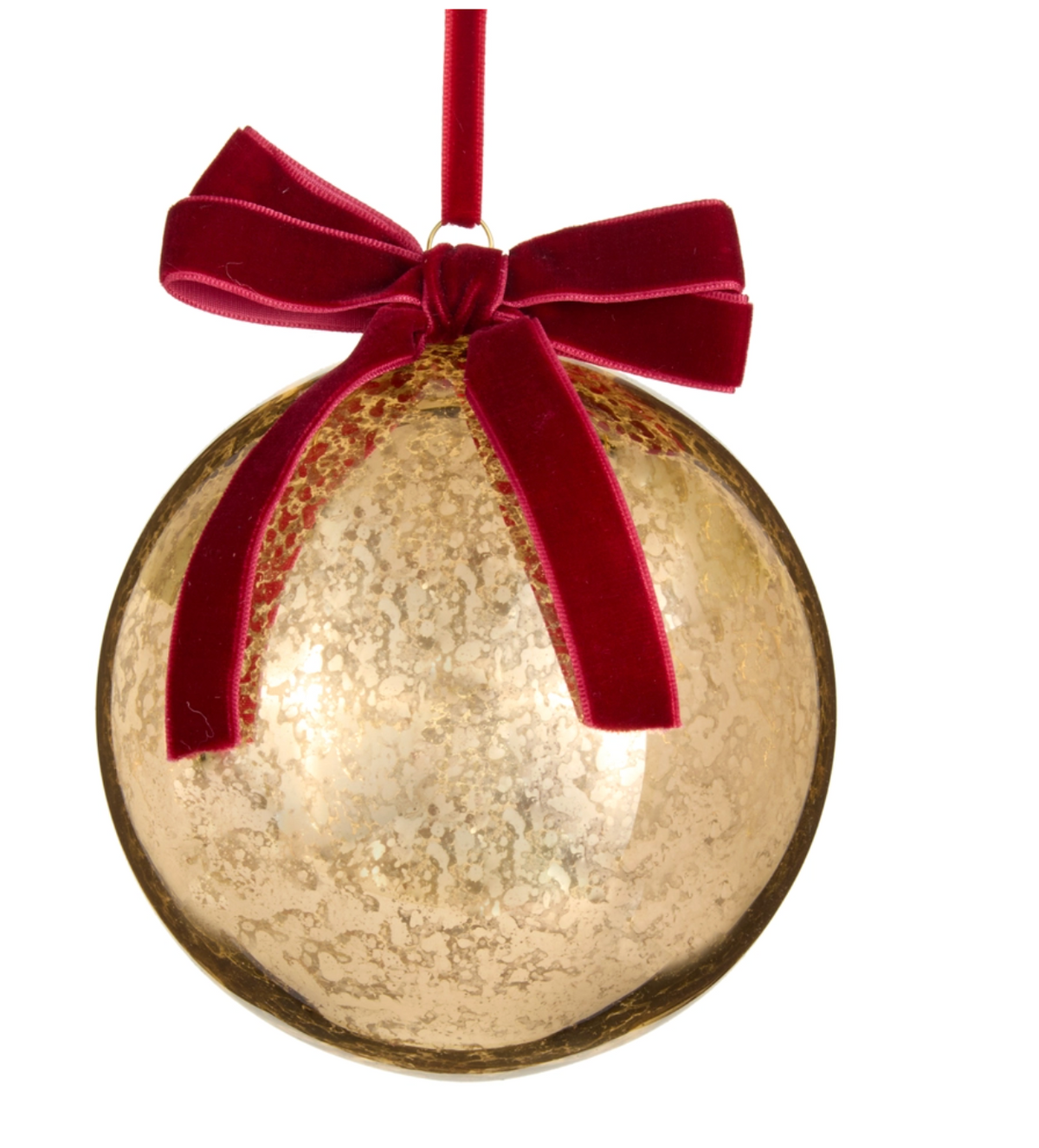 5in Gold Ornament w/ Red Bow