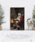 Reading By The Fire Santa | Framed Artwork