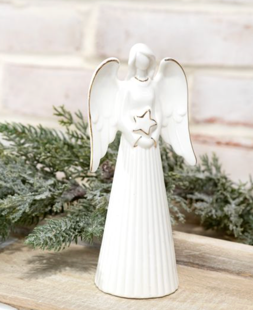 7in Gold Trim Ceramic Angel