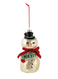Mercury Glass Snowman Christmas Ornament – 6"