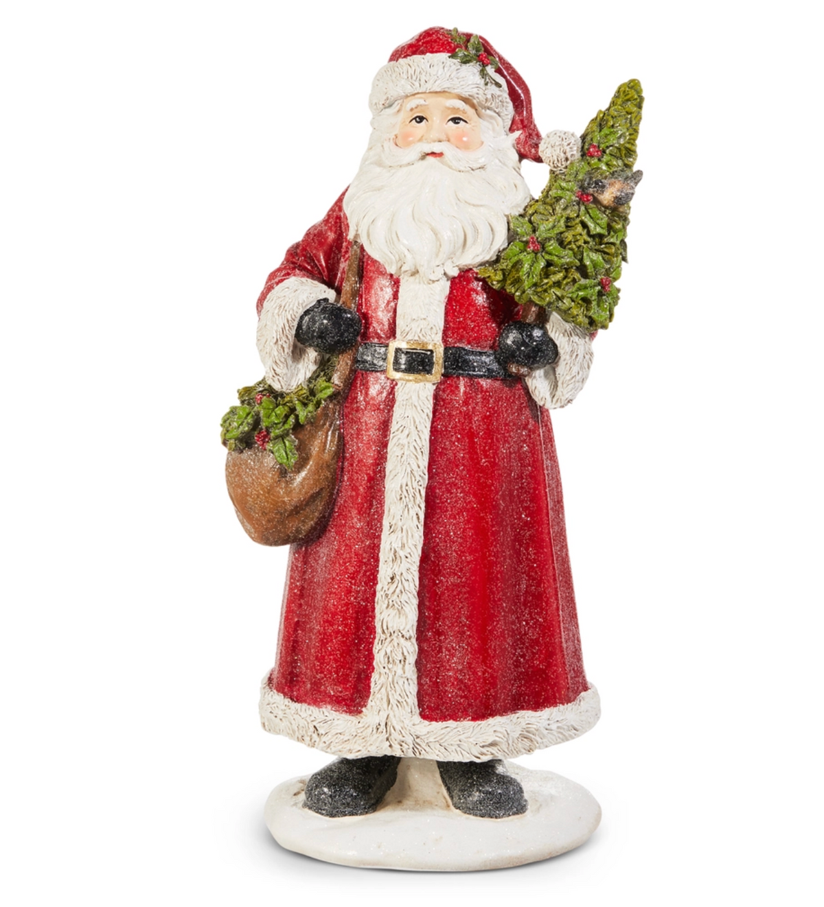 12.5in Resin Santa w/ Christmas Tree