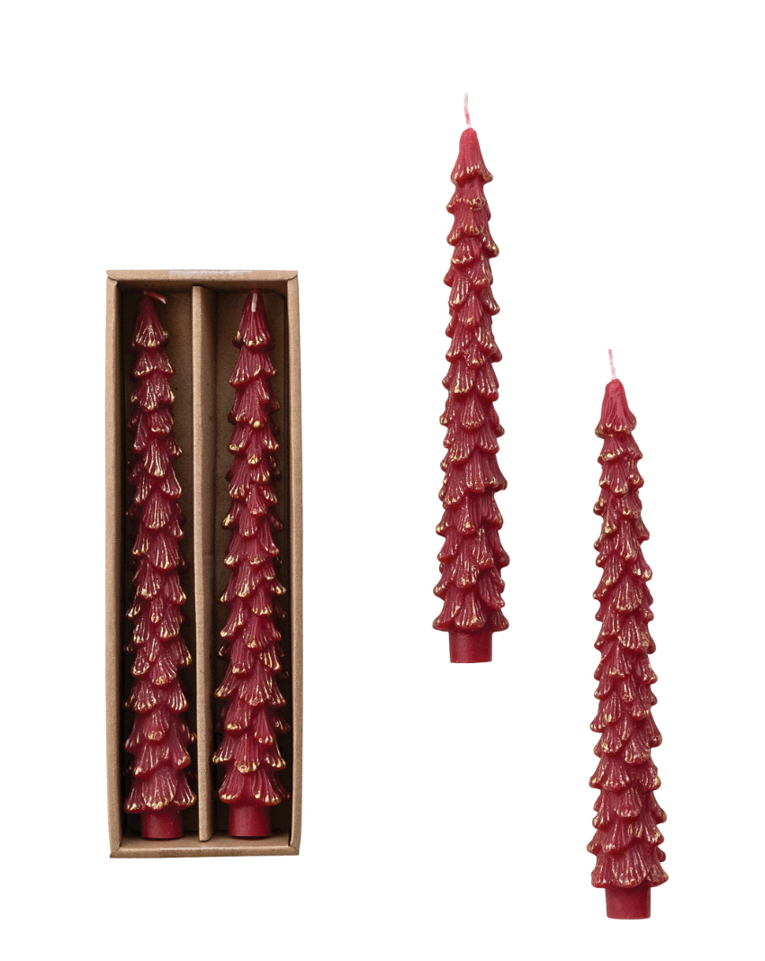 Tree Shaped Burgundy Tree Candle