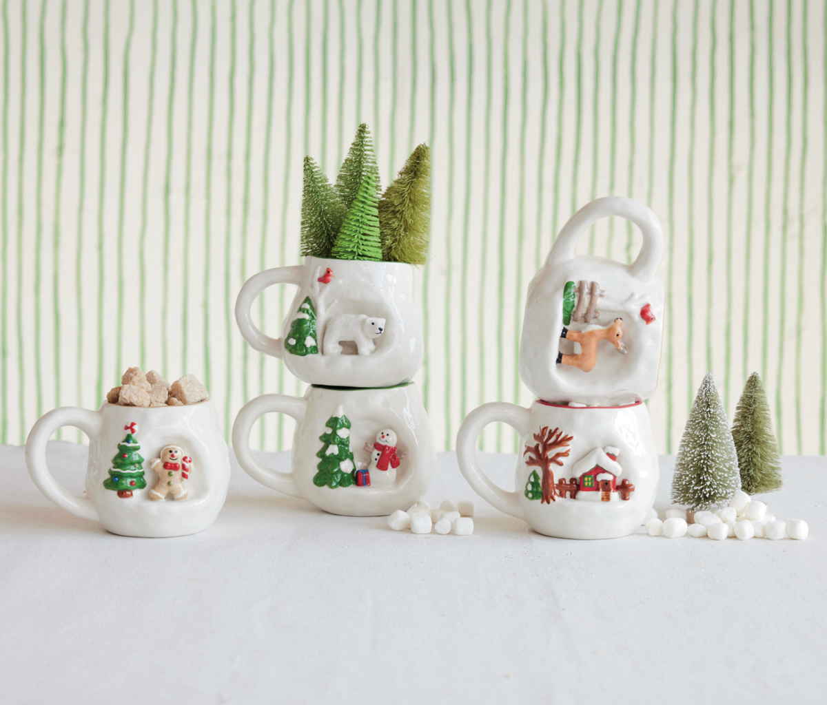14 oz Christmas Mugs with 3D Holiday Designs – 5 Styles