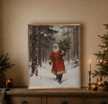 Santa Clause Through the Pines | Framed Artwork