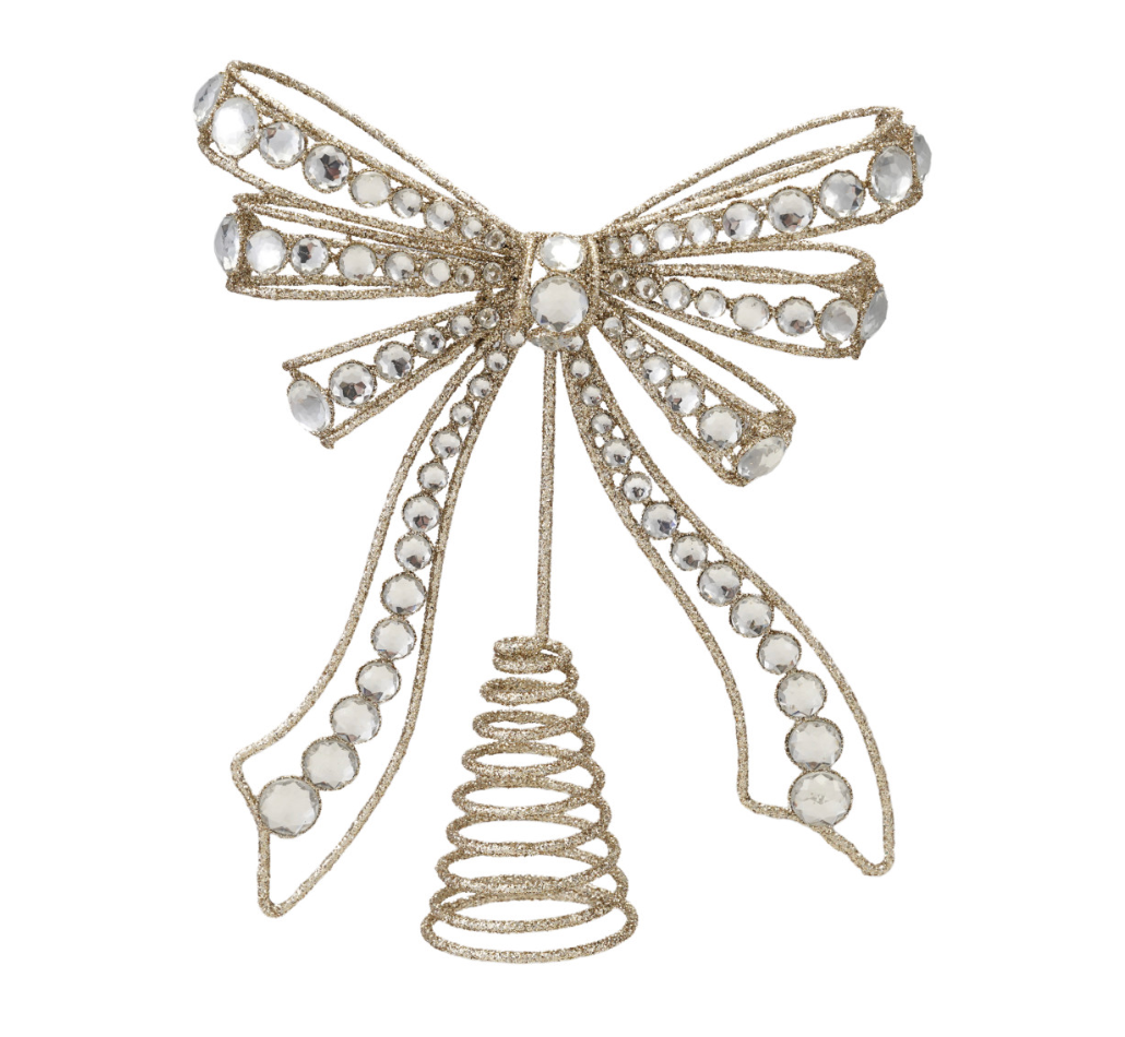 Bow Tree Topper w/ Acrylic Jewels & Glitter
