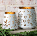 White & Gold Snowflake Candle Lanterns | Christmas Decor