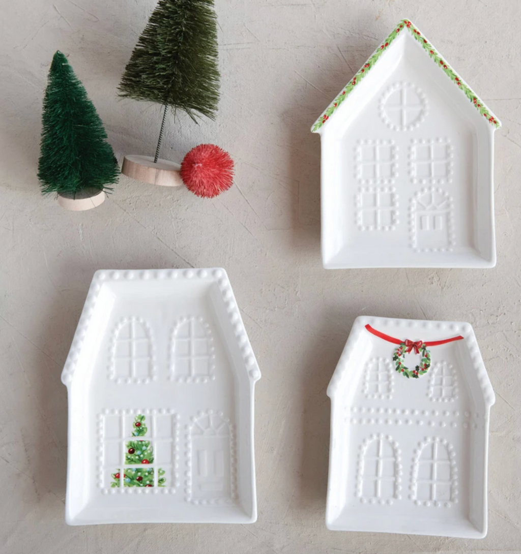 Stoneware Holiday House Dish