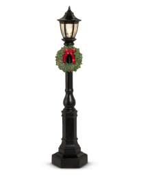18" Black Lamp Post with Red Bow Wreath