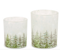 Frosted Glass Evergreen Tree Candle Holder | Woodland Christmas Decor