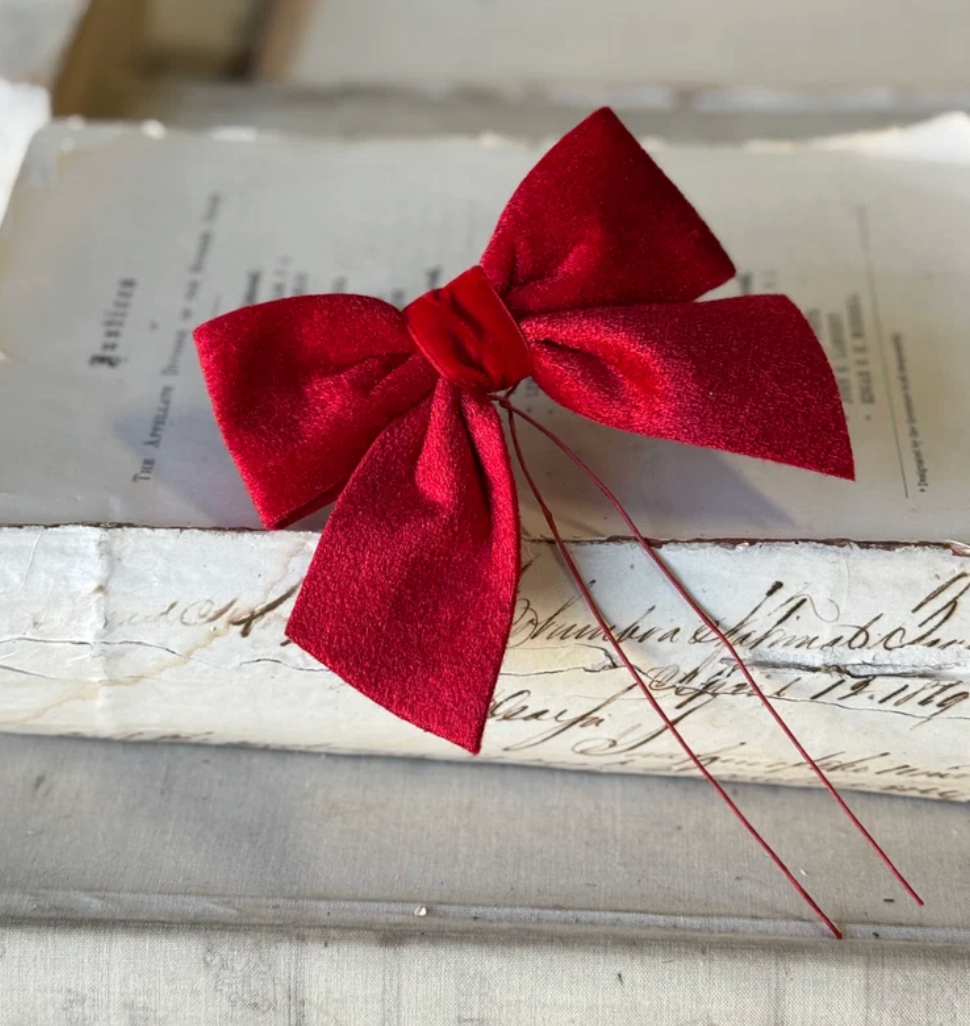 Red Floral Bow - Set of 12
