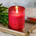Red LED Beaded Glass Candle