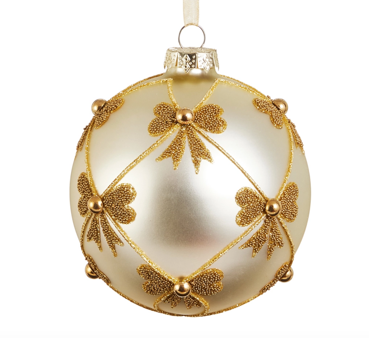 5" Gold Bow Ball Ornament