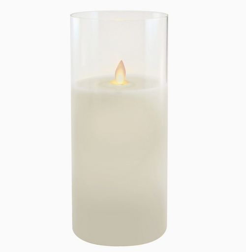 10" LED Glass Hurricane Candle with Moving Flame LED Candle