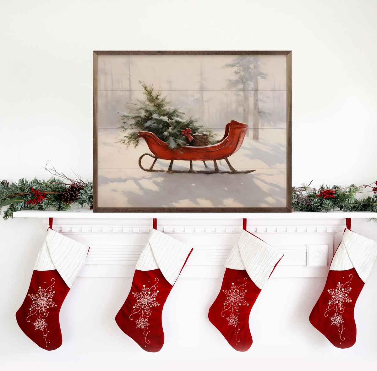 Beautiful Red Sleigh | Framed Artwork